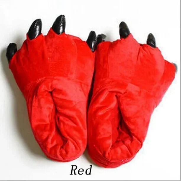 Pantuflas suaves y cálidas para hombres y mujeres, zapatos de algodón para el hogar, con diseño de pata de dinosaurio y monstruo, para la habitación de los padres e hijos, para invierno
