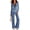 Blue, variant on 2 Piece Sets for Women Ribbed Knit 2 Piece Outfits Contrast Collar Long Sleeve Button V‑Neck Top Ruffle Trim Flare Pants Set Casual Lounge Matching Suit Pink 2XL