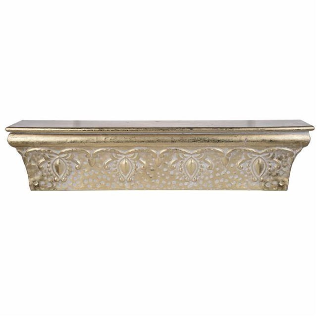 Benzara BM145737 Enchanting Wall Shelf, Gold Luster