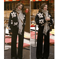 thumbnail image 4 of Womens Floral Print Sherpa Fleece Jackets Winter Zipper Cropped Coat Casual Long Sleeve Outwear with Pockets, 4 of 6
