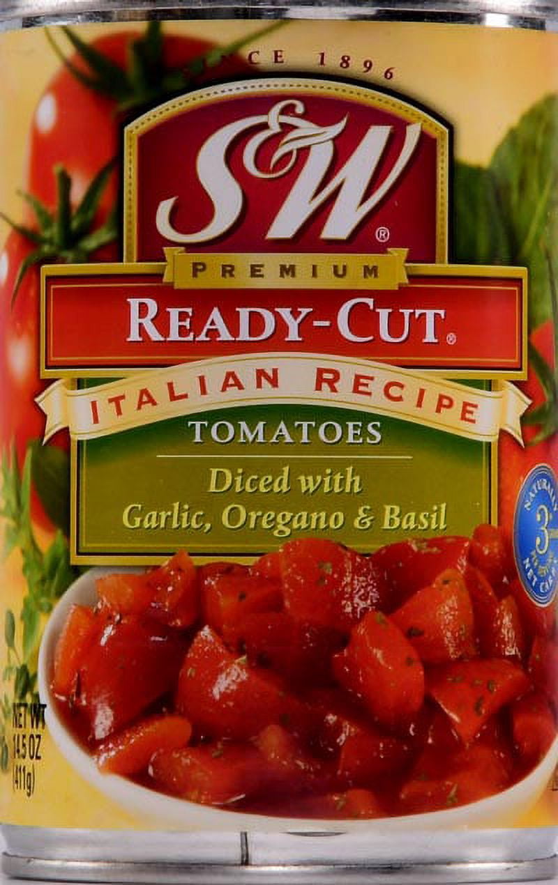 (8 pack) S&W Italian Recipe Canned Diced Tomatoes, 14.5 oz Can