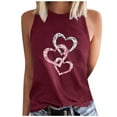 thumbnail image 2 of Sakmal Ladies Tops Plus Size Red Sleeveless Crew Neck Love Heart Tank Tops Ladies Shirts $5, 2 of 5