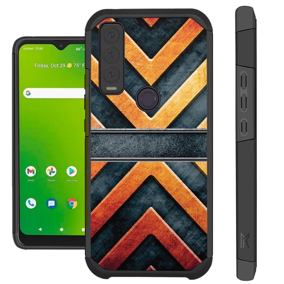 Compatible with Cricket Ovation 3 Hybrid Fusion Guard Phone Case Cover (Metal X Print)