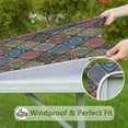 thumbnail image 6 of Multicolor Ethnic Mandala Pattern Square Fitted Tablecloth with Elastic Edge,Square Table Cover,Washable Elastic Table Cover for Home Kitchen Party Decor 36"x36", 6 of 6