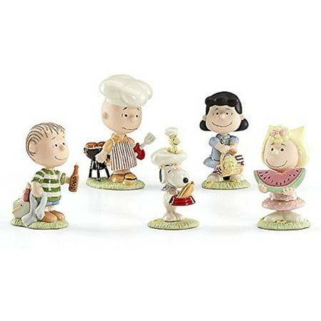 - Lenox Peanuts Barbecue BBQ Porcelain Figurine 5 Piece Set 855656 Charlie Brown