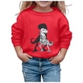 thumbnail image 3 of PMVFHDE Chandails à Capuchon et Chandails de Mode pour Enfants Mode pour Enfants Personnalité Décontracté Ample Imprimé Col Rond Sans Capuche Chandail à Manches Longues Rouge,110, 3 of 3