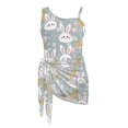 thumbnail image 7 of SEANATIVE Swimsuits for Teen Girls One Piece Bathing Suit See Through Short Skirt Cover Ups Cut Out Back Beachwear for Surfing Water Park, Size 7-8, Cute Rabbit Floral Easter Egg Gray, 7 of 7