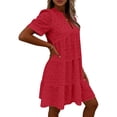 thumbnail image 4 of New Plus Size Dresses for Women Summer Fashion Solid Short Sleeve V-Neck Lace Lightweight Maxi Wedding Guest Dresses, 4 of 8