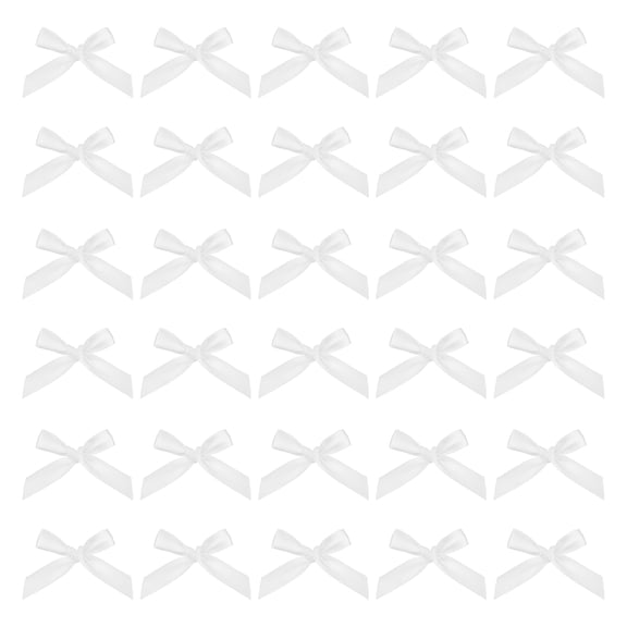 Mini Ribbon Bow 1.8 Inch Mini Small Fabric Satin Ribbon Flower Bows for Craft DIY Cake Sewing Wedding Birthday Party Wrapping Christmas Decoration, (Pack of 70, White)