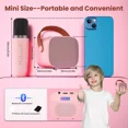 thumbnail image 5 of Mini Karaoke Machine with 2 Wireless Microphones for Kids Adults, Portable Bluetooth Speaker with LED Lights & 4 Magic Voices, Birthday Gifts for Girls Age 4-12(Pink), 5 of 7