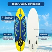 Yardi Yard 6 Feet Surfboard with 3 Detachable Fins-Yellow, Surfboard , Stand Up Surfing Board for Beginner, Kids & Adults