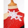 thumbnail image 5 of CHICTRY Girls Sparkle Rhinestone Figure Skating Dress Sleeveless Sequins Floral Dance Leotard Bodysuit Red 8, 5 of 7