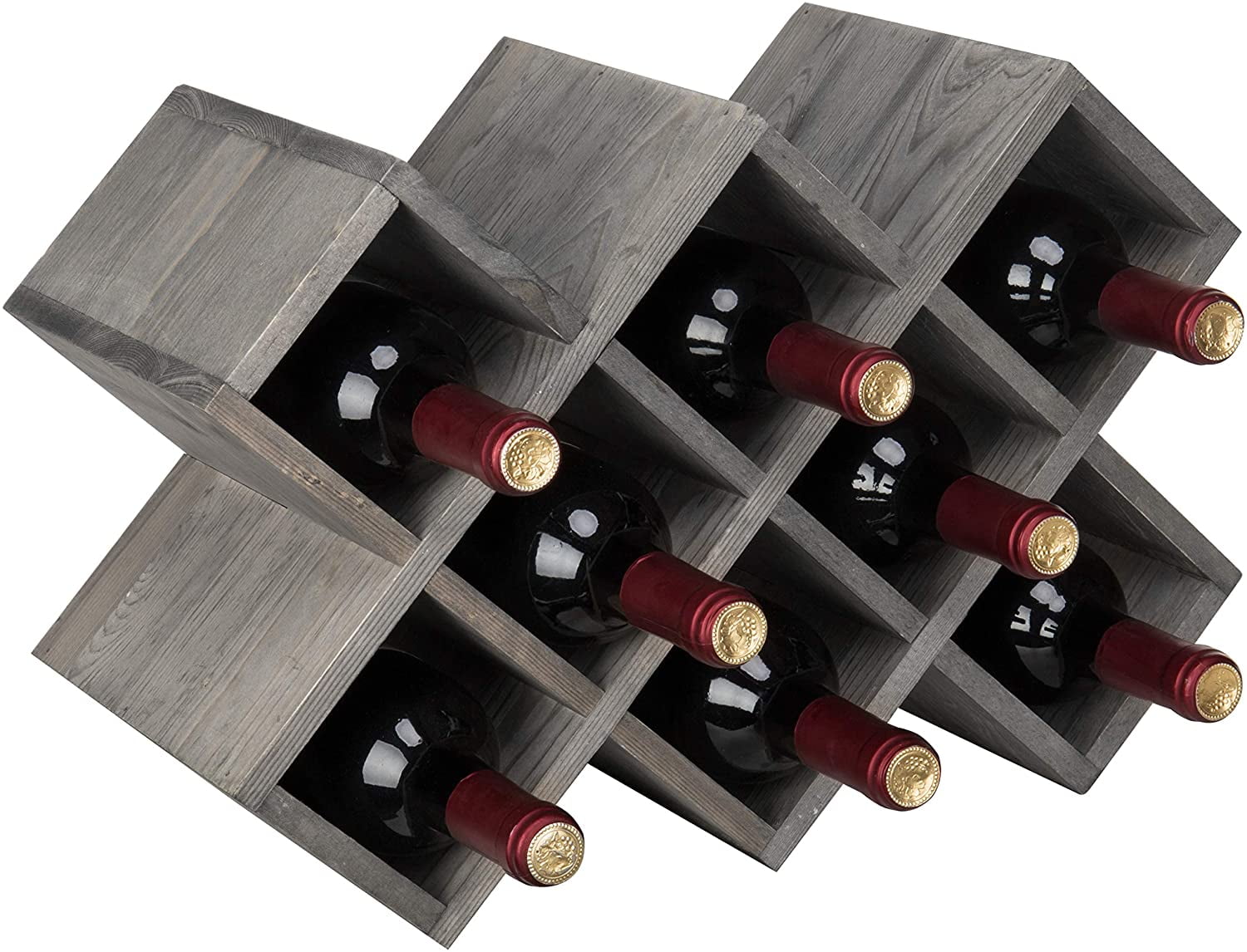 MyGift Vintage Brown Wood 6-Bottle Countertop Wine Rack
