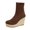Coffee, variant on Brown Ladies Versatile Slope Heel Boots Grass Woven Knitted Socks Winter Fashionable Casual Comfortable Ankle Boots