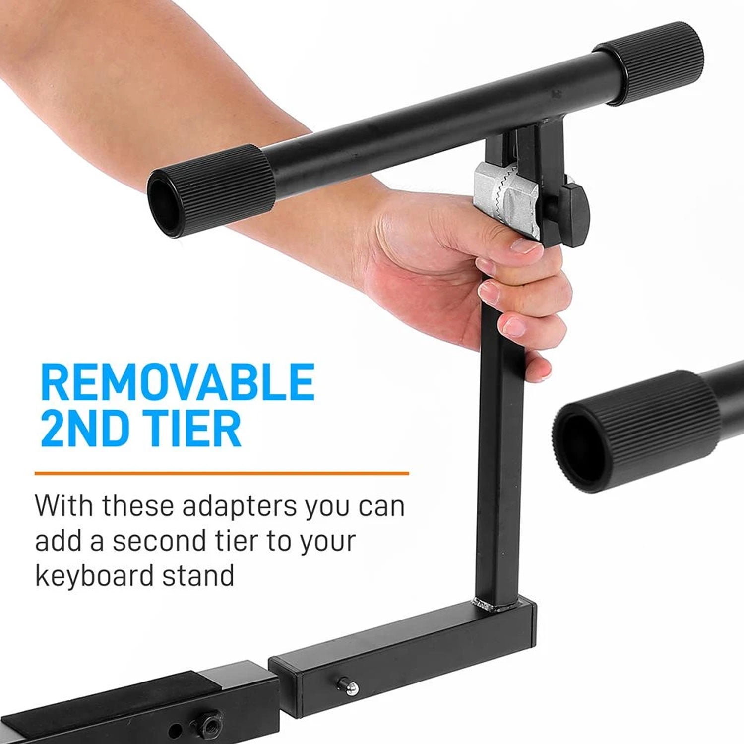 Pyle 2 Tier Adjustable Heavy Duty Metal Keyboard Music Stand, Black