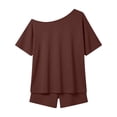 thumbnail image 6 of Bovxnpu Women 2 Piece Loungewear Set Beach Vacation Sweatsuit Tracksuit Set Summer Relaxed Off Shoulder Beach Holiday Wear Set Summer Outfits, 6 of 9