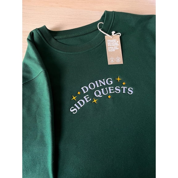 Doing Side Quests Embroidered Crewneck Sweatshirt | Jumper Embroidery Funny