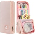 thumbnail image 1 of Standing Pencil Case Large Capacity Pen Bag, Multi-Layer Pen Pouch Pencil Holder Stationery Organizer, Polyester Pencil Bag Storage Box Desk Organizer, Pink, 1 of 8