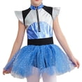 thumbnail image 1 of SXcggal One Robe de Ballet Métallique pour Filles Enfants Col Montant Robe de Danse avec Jupe Bandeau Alien Tenue de Fille Spatiale pour Halloween Carnaval Belle Respirante Mignonne Robe de Fille, 1 of 8