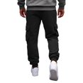thumbnail image 6 of Men's Casual Cargo Sweatpants Fleece Lined Drawstring Elastic Waist pants Lightweight Workout Joggers Athletic Pants with Multi Pockets Black M, 6 of 8