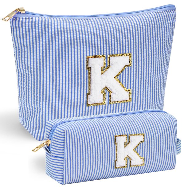 Bolsa de maquillaje con iniciales YOOLIFE | Regalos para adolescentes, artículos de moda para niñas | Bolsa de maquillaje de viaje para niñas | Regalos para niñas de 3, 4, 5, 6, 7, 8, 9, 10, 11, 12 y