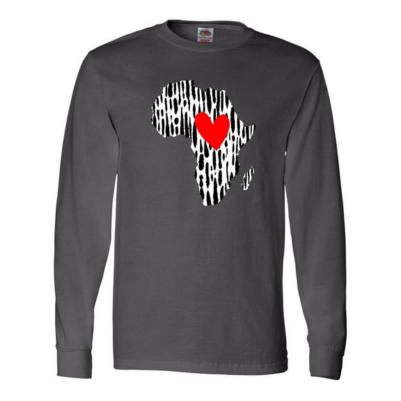 Inktastic Black History Month Ink Print African Heart Long Sleeve T-Shirt