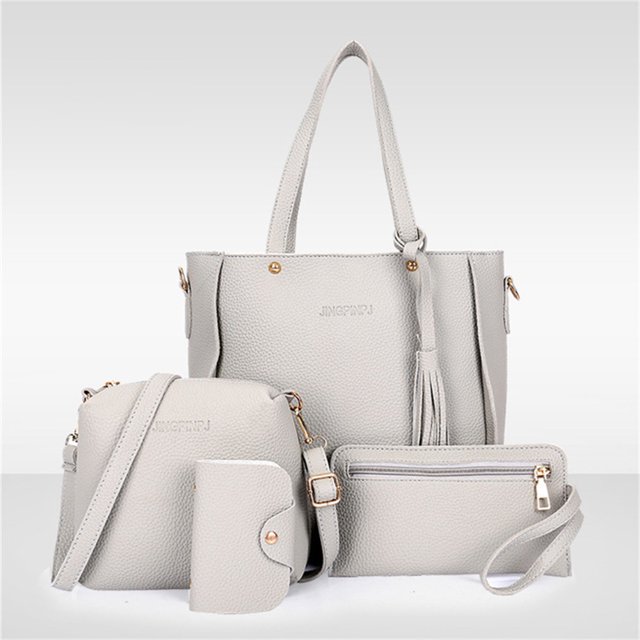 Bolso de hombro de cuatro piezas para mujer, conjunto de cartera de lujo, 2024