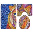 thumbnail image 1 of CHAPLLE Watercolor Lion 3 Piece Bathroom Rugs Set Bath Rug Contour Mat and Toilet Lid Cover, 1 of 2