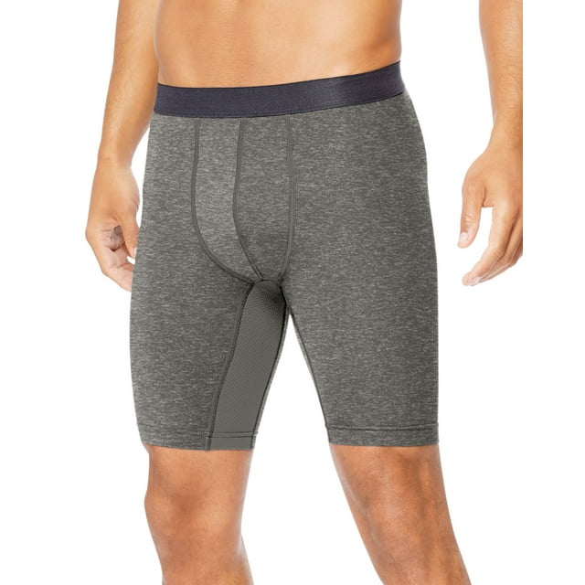 Hanes Mens Sport Performance Compression Shorts, M, Charcoal Heather/Ebony