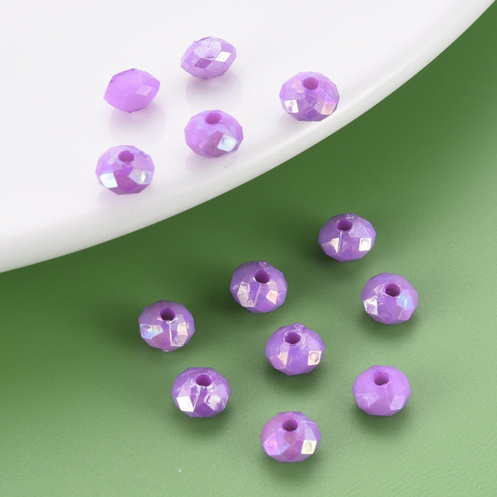 500gs Opaque Acrylic Beads AB color Plated Faceted Rondelle Blue Violet 6mm Hole: 1.5mm about 6200pcs/500g.