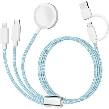 lulufa Charging USB C Watch Phone Charger 3 in 2 Cable, Compatible with Apple Watch Ultra SE Series 1-8, Universal Travel Multi Devices All in One Cord, 4FT/1.2M-Blue