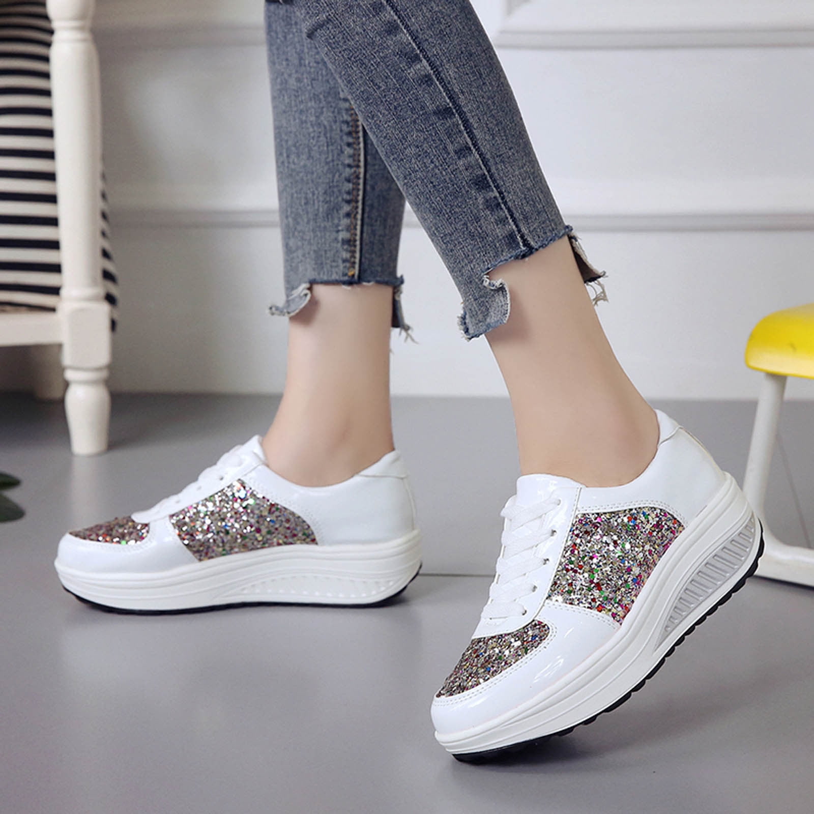 EQWLJWE 2022 Spring Autumn Sneakers New Sequined Women's Shoes