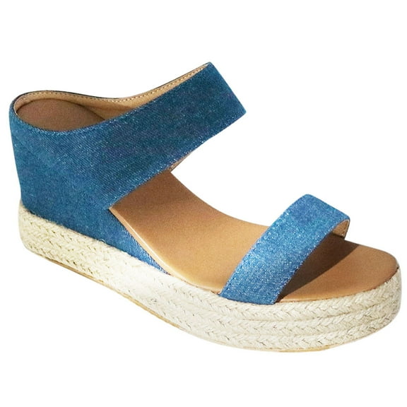 SOPOTUTU 1Pair Female Wedge Sandal Blue Comfortable Sole Summer Shoes for Daily Wear