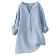 thumbnail image 1 of 2025 T-Shirts en Coton à Col en V pour Femmes Manches Courtes, à Imprimé Patchwork avec Boutons, Chemisier à Col en V pour Femmes, Chemise Western pour Femmes, T-Shirt à Manches Raglan pour Femmes, Femmes Col en V Femmes Manches Courtes, 1 of 4