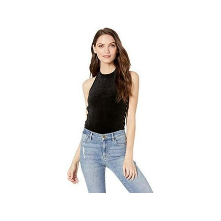 Juicy Couture Women's Track Velour Lace-Up Bodysuit, Pitch Black, Size X-Large