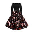 thumbnail image 2 of Vestido de Navidad para mujer Vestido acampanado de Navidad de invierno acampanado con estampado de manga larga Imprimir 4 Hugo Vestido de manga larga, 2 of 10