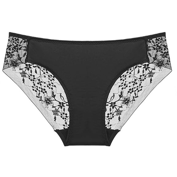 Cotton High Waist Underwear for Women Underwear French Thin Mesh Lace Panties Womens Sheer Low Waist Bikini Underpants Black XL