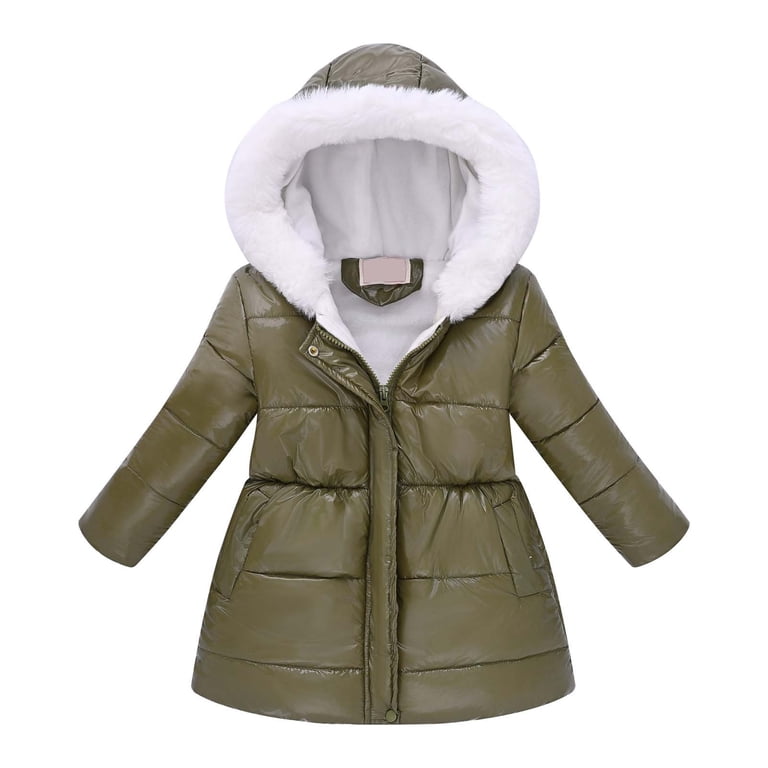 Teen Girls Winter Coats with Hooded Puffer Jacket Green Puffer