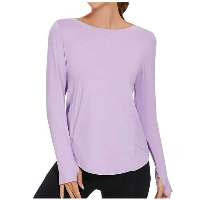 Timegard Workout Tops Women Thumb Hole Long Sleeve Loose Breathable Tee Shirts Workout Running Tops