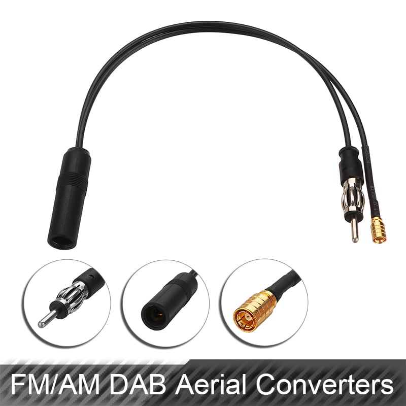 FM/AM DAB Car Radio Active Antenna Aerial Splitter Adapter Cable SMB Converter 