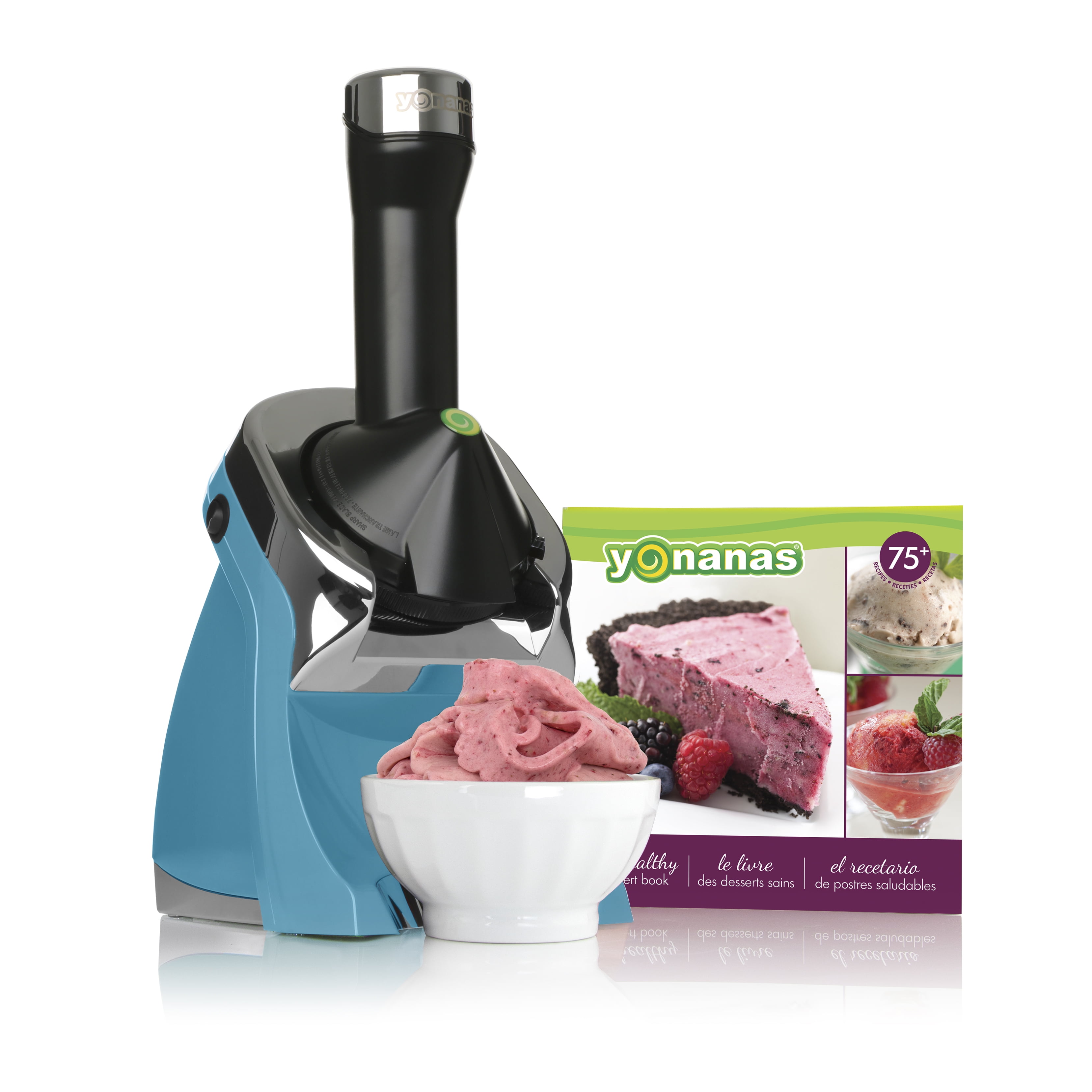 Yonanas Deluxe Healthy Soft-Serve Frozen Fruit Dessert Maker with Expanded  Recipe Book, in Teal 