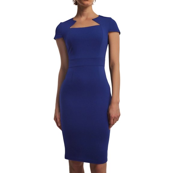 DHFJKG Women's Work Dress Formal Pencil Midi Dress Short Sleeve Business Casual Wear Summer Solid Color Slim Fit Versatile Dresses