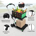 thumbnail image 3 of Folding Utility Cart with Wheels, 2-Tier Grocery Shopping Cart with 198 lb Capacity, Removable Storage Crate for Apartment, Office, Travel, 3 of 6