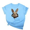 thumbnail image 1 of Tops de Cuello Alto para las Mujeres Amante Impreso Camiseta Cuello Redondo Manga Corta, Poliéster Spandex, 1 of 7