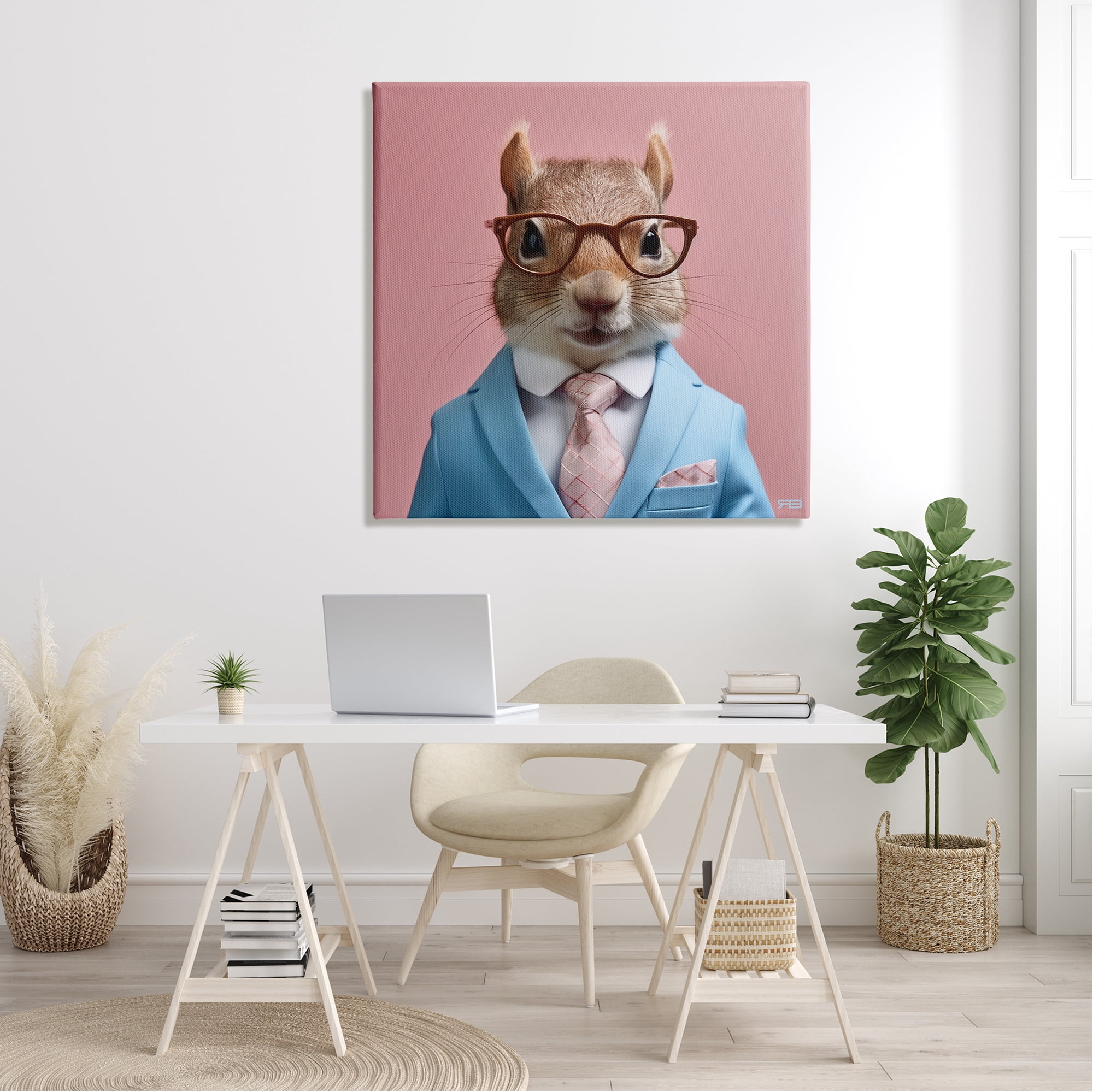 Stupell Industries Squirrel in Classy Suit Animals & Insects Painting Gallery Wrapped Canvas Art Print Wall Art, 36 x 36