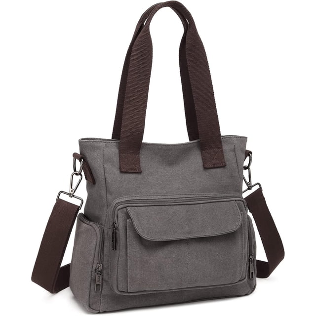 Bolso de mano de lona para mujer, bolso bandolera de hombro, bolso pequeño, bolsos de trabajo con asa superior y múltiples bolsillos
