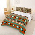 thumbnail image 2 of jejeloiu Bold Aztec Queen Comforter Set For Men Women,Tribal Pattern Comforter Sets Queen,Orange Teal,Reversible,3 Pieces,1 Comforter and 2 Pillowcases, 2 of 7