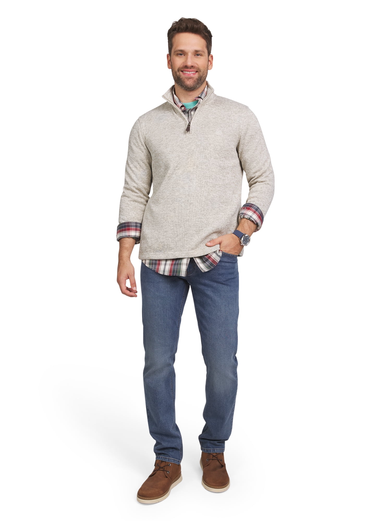 Chaps Men's & Big Men's Quarter Zip Fleece Sweater Gift Box Set, Sizes S-2XL