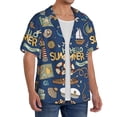 thumbnail image 2 of KLL Marine Nautical Print Men's Shirt Short Sleeve Button Down Summer Cuba Beach Shirts- Large, 2 of 5