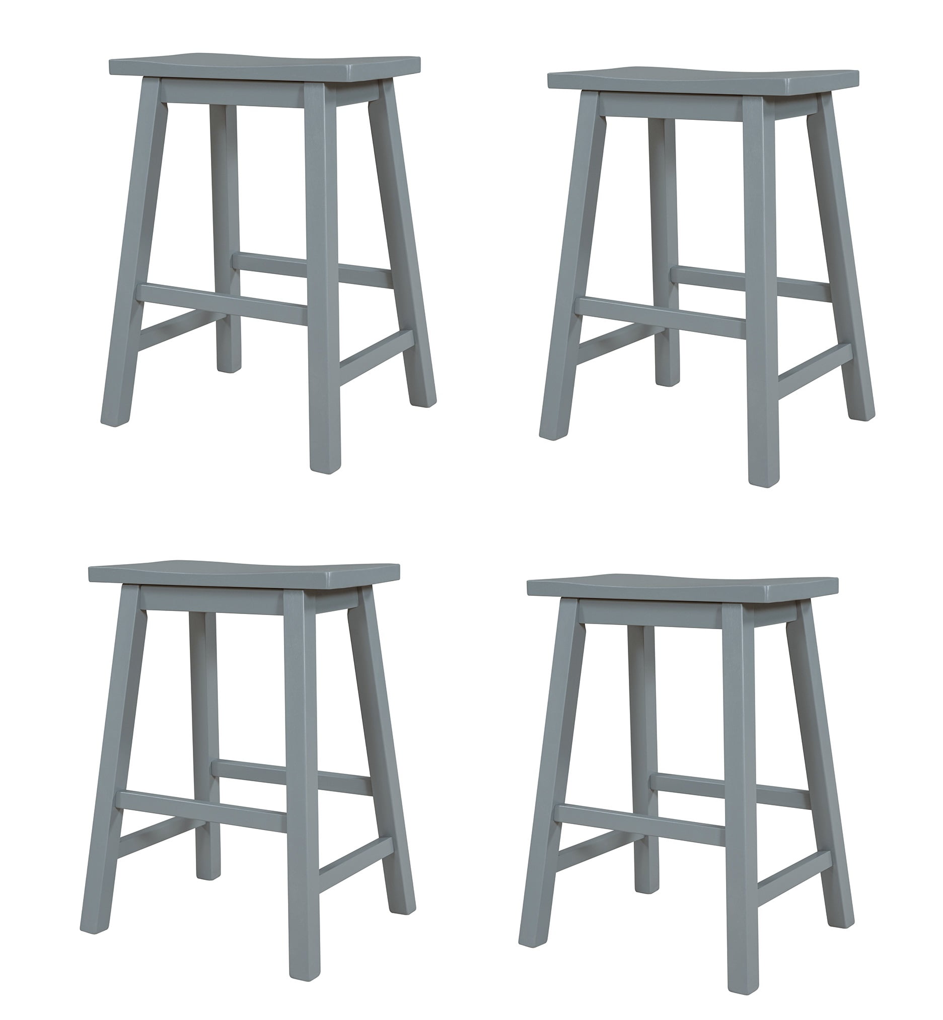 Farmhouse Rustic Bar Stool, 23.6-inch, Solid Wood, Backless, Footrest ...